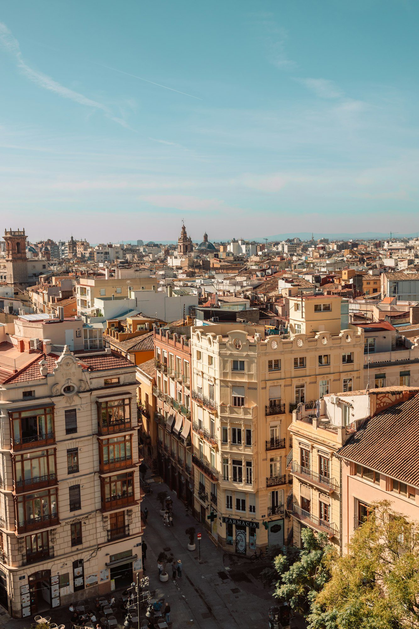 View at Valencia downtown with rooftops. Valencia downtown. Spain. Europe.